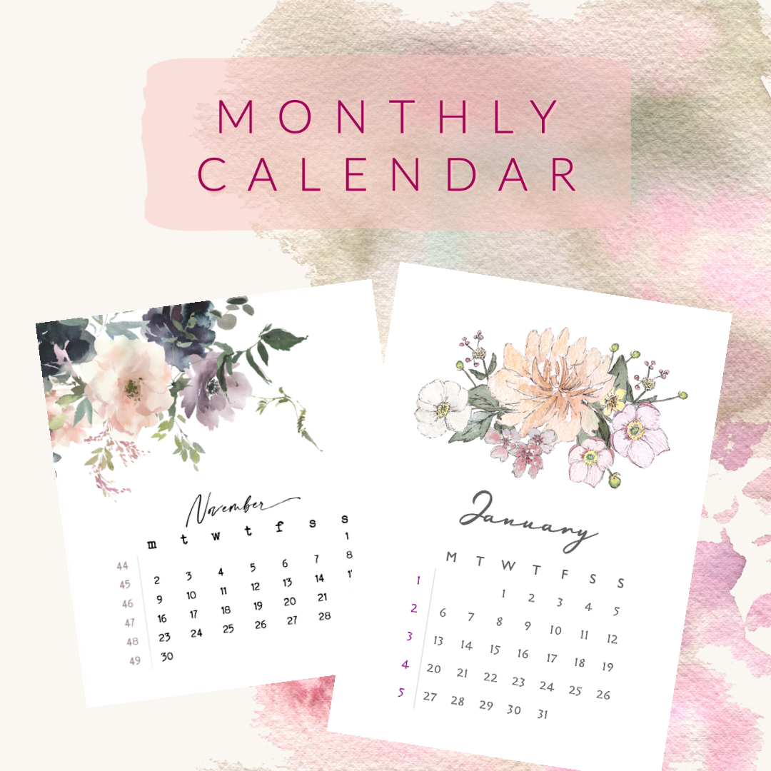 Monthly Calendar Freebies